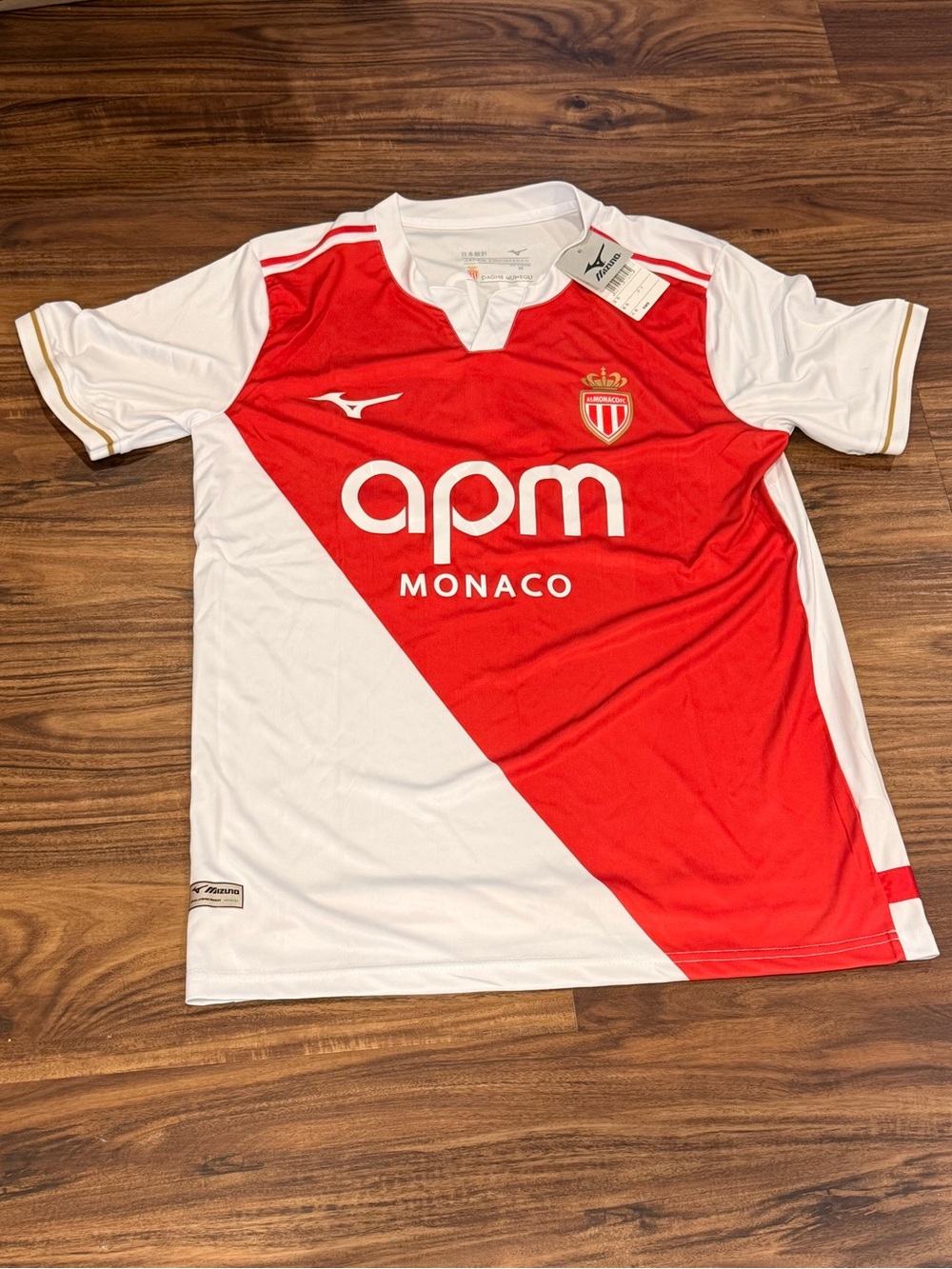 NWT Eric Dier AS Monaco 2025/26 Home Soccer Jersey Mizuno Size Medium #3 Dier
